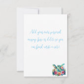 かわいいティール(緑がかった色)フローラタートルサンキューノートカード サンキューカード (裏面)