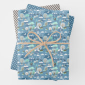 かわいいティール（緑がかった色）ブルーグリーンウィンターシーズンスノーウィークランドスケープ ラッピングペーパーシート (インサイチュ)