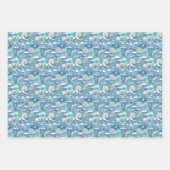 かわいいティール（緑がかった色）ブルーグリーンウィンターシーズンスノーウィークランドスケープ ラッピングペーパーシート (正面)