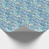 かわいいティール（緑がかった色）ブルーグリーンウィンターシーズンスノーウィークランドスケープ ラッピングペーパー (角)