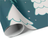 かわいいティール（緑がかった色）ブルーグリーンクリスマスツリーパターン ラッピングペーパー (ロールコーナー)