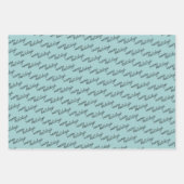 かわいいティール（緑がかった色）ブルーグリーンフローラと鹿アートパターン ラッピングペーパーシート (正面3)