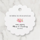 *かわいいティール（緑がかった色）ブルードラゴンベビーシャワーありがとう フェイバータグ (裏面)