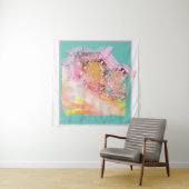 かわいいティール（緑がかった色）ブルー タペストリー (インサイチュ(横))