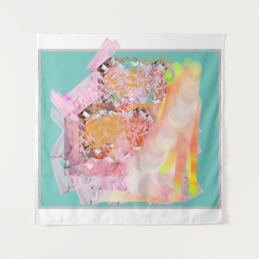 かわいいティール（緑がかった色）ブルー タペストリー (正面)