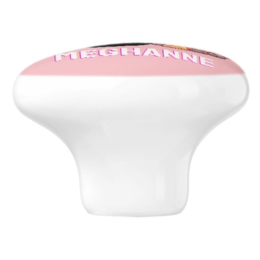 かわいいティール（緑がかった色）ヘアマーメイド子供部屋スタイルピンクカスタム セラミックノブ (側面)