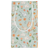 かわいいティール（緑がかった色）ベビーアニマルパステルパターン スモールペーパーバッグ (正面)