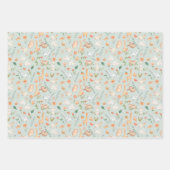 かわいいティール（緑がかった色）ベビーアニマルパステルパターン ラッピングペーパーシート (正面2)