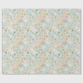 かわいいティール（緑がかった色）ベビーアニマルパステルパターン ラッピングペーパー (フラット)