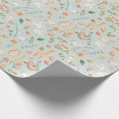 かわいいティール（緑がかった色）ベビーアニマルパステルパターン ラッピングペーパー (角)