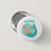 かわいいティール(緑がかった色)マジカルマーメイドパーソナライズされた 缶バッジ (正面&裏面)