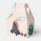 かわいいティール（緑がかった色）焼けオレンジ恐竜の赤ちゃんシャワー フェイバーボックス (裏面サイド)