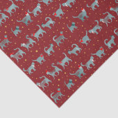 かわいいティール（緑がかった色）猫シルエットinサンタ帽子クリスマス 薄葉紙 (詳細)