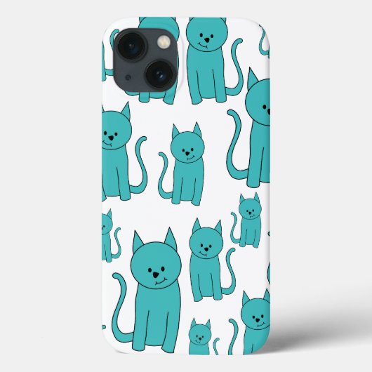 かわいいティール(緑がかった色)猫。 Case-Mate iPhoneケース (裏面)
