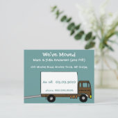 かわいいティール（緑がかった色）移動トラック私たちはカードを移動している 案内ポストカード (スタンド正面)