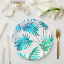 かわいいティール（緑がかった色）花紙プレート