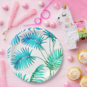 かわいいティール（緑がかった色）花紙プレート ペーパープレート (パーティー)