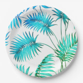 かわいいティール（緑がかった色）花紙プレート ペーパープレート (正面)