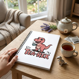 かわいいティーレックス ピンクの恐竜 - 飲み物にはアクシデントがつきもの！ ノートブック