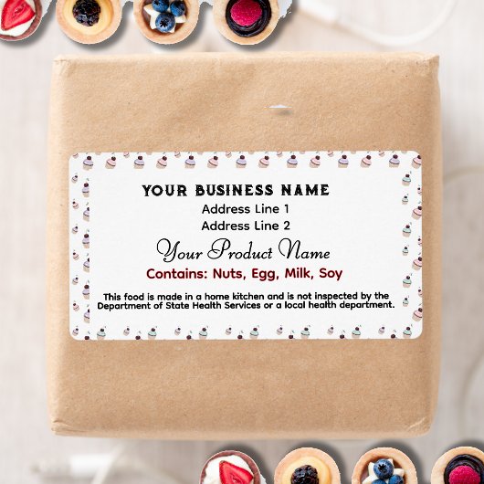 かわいいテキサス州のCottage Food Lawラベルがついたカップケーキ ラベル