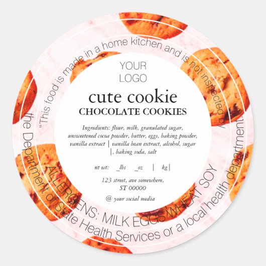 かわいいテキサス州コテージローフードラベル ラウンドシール (正面)