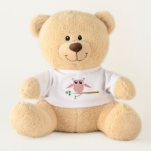かわいいテディがオシャレなフクロウのTシャツを着てます