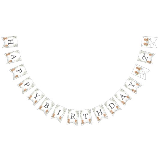 かわいいテディがクマ茶パーティー2nd誕生日2階建て バンティングフラッグ (全)