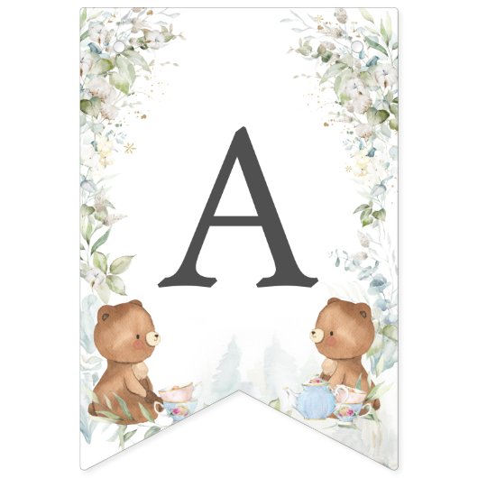 かわいいテディがクマ茶パーティー2nd誕生日2階建て バンティングフラッグ (第2の旗)