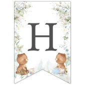 かわいいテディがクマ茶パーティー2nd誕生日2階建て バンティングフラッグ (第1の旗)