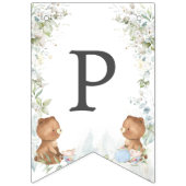 かわいいテディがクマ茶パーティー2nd誕生日2階建て バンティングフラッグ (第3の旗)