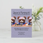 かわいいテディが寿司職人の誕生日パーティー 招待状 (スタンド正面)