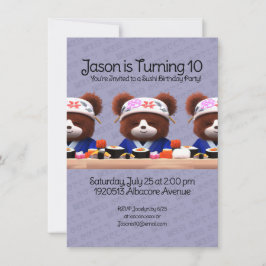 かわいいテディが寿司職人の誕生日パーティー 招待状