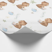 かわいいテディが紅茶パーティー茶を2誕生日 ラッピングペーパー (角)