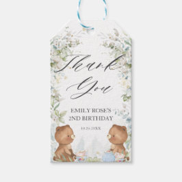 かわいいテディが2歳の誕生日のお茶をパーティー ギフトタグ