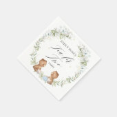 かわいいテディが2歳の誕生日のお茶をパーティー スタンダードカクテルナプキン (角)