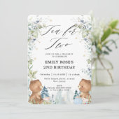 かわいいテディが2歳の誕生日のお茶をパーティー 招待状 (スタンド正面)