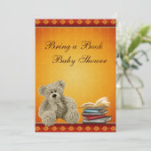 かわいいテディのニュートラルは本のベビーシャワーを持って来ます 招待状 (スタンド正面)