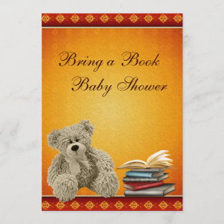 かわいいテディのニュートラルは本のベビーシャワーを持って来ます 招待状