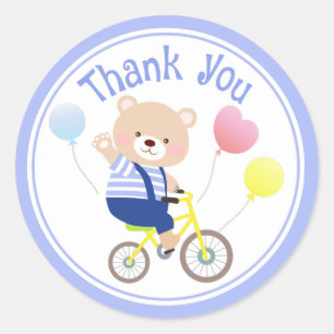 かわいいテディは自転車に感謝していしていますステッカー関係します ラウンドシール