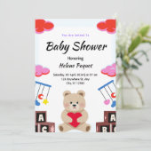 かわいいテディカスタム男の赤ちゃんシャワー招待状 招待状 (スタンド正面)