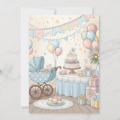 かわいいテディカスタム男の赤ちゃんシャワー招待状 招待状 (裏面)