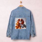 かわいいテディスタイリッシュビーとフード付きスウェットシャツの居心地の良い犬 デニムジャケット (ハンガー)