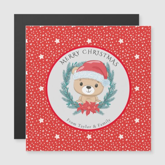 かわいいテディスター赤と白ズメリークリスマス (正面/裏面)