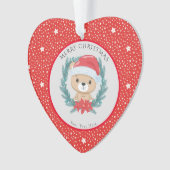 かわいいテディスター赤と白ズメリークリスマス オーナメント (正面)