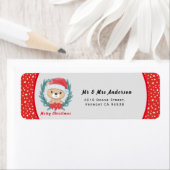 かわいいテディスター赤と白ズメリークリスマス ラベル (インサイチュ)