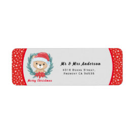 かわいいテディスター赤と白ズメリークリスマス ラベル