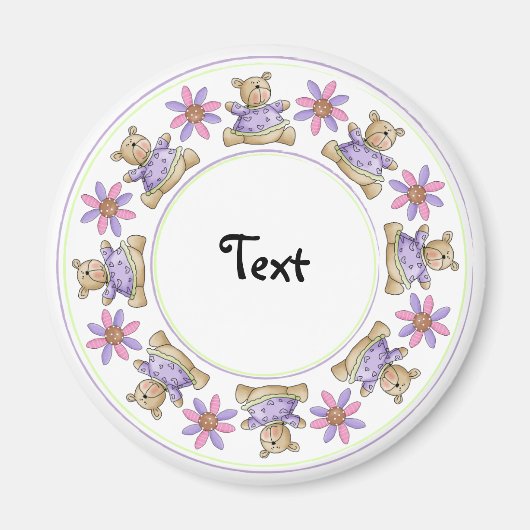 かわいいテディデザイン縁ど マグネット (正面)