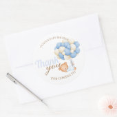 かわいいテディバルーン男の赤ちゃんシャワーサンキュー ラウンドシール (封筒)