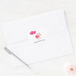 かわいいテディバレンタインデーのステッカー ハートシール