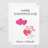 かわいいテディバレンタインデーの感謝カード サンキューカード (正面/裏面)